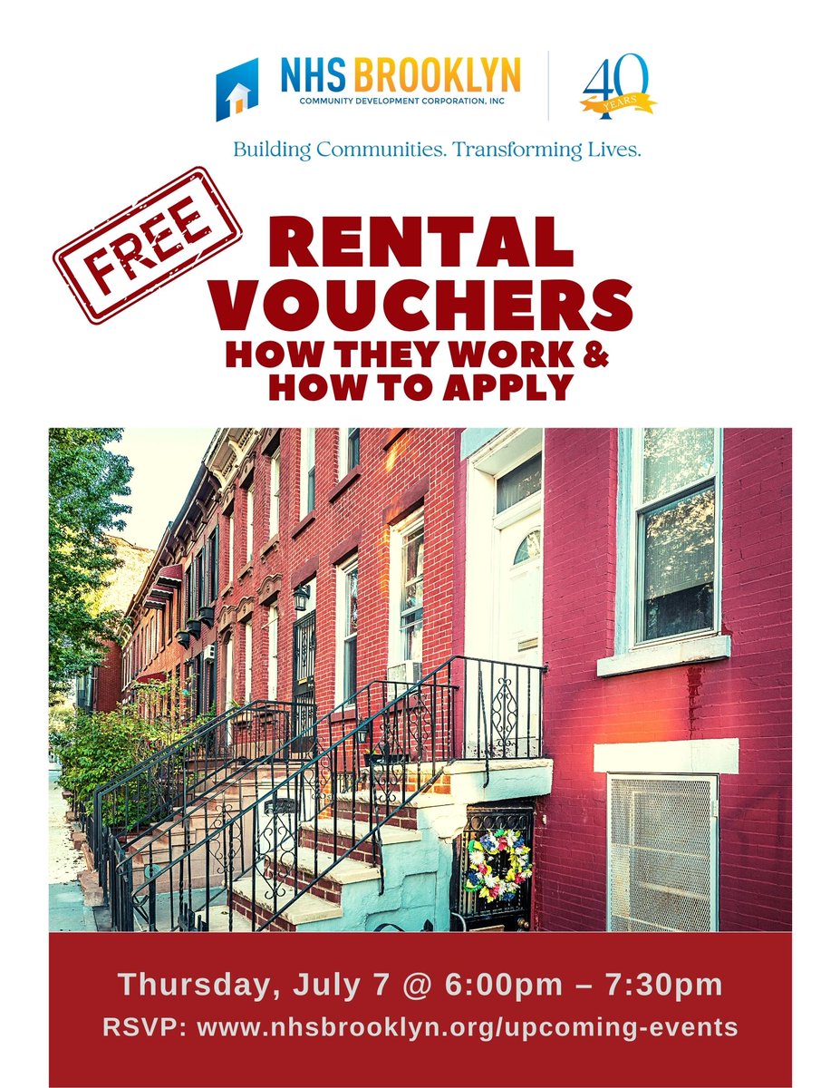 Reminder: Rental Voucher  Webinar tomorrow: Thursday July 7, 6pm.  To RSVP, go to nhsbrooklyn.org/upcoming-events  <a href="/CMRitaJoseph/">Rita C. Joseph</a> @chrislejohnyc <a href="/kevinparkernyc/">Senator Kevin Parker</a> <a href="/SenatorMyrie/">NYS Senator Zellnor Y. Myrie 米维</a> <a href="/CMFarahLouis/">Council Member Farah N. Louis</a> <a href="/PLGNAnyc/">PLGNA</a> <a href="/CMDarleneMealy/">Darlene Mealy</a> <a href="/MoniqueForNY/">Monique Chandler-Waterman</a> <a href="/FrontusAD46/">FrontusAD46</a> <a href="/94FranklinAve/">FriendsOf94Franklin</a> <a href="/CMAriKagan47/">Council Member Ari Kagan</a> <a href="/MrPalbert/">Pierre Marc Albert</a>
