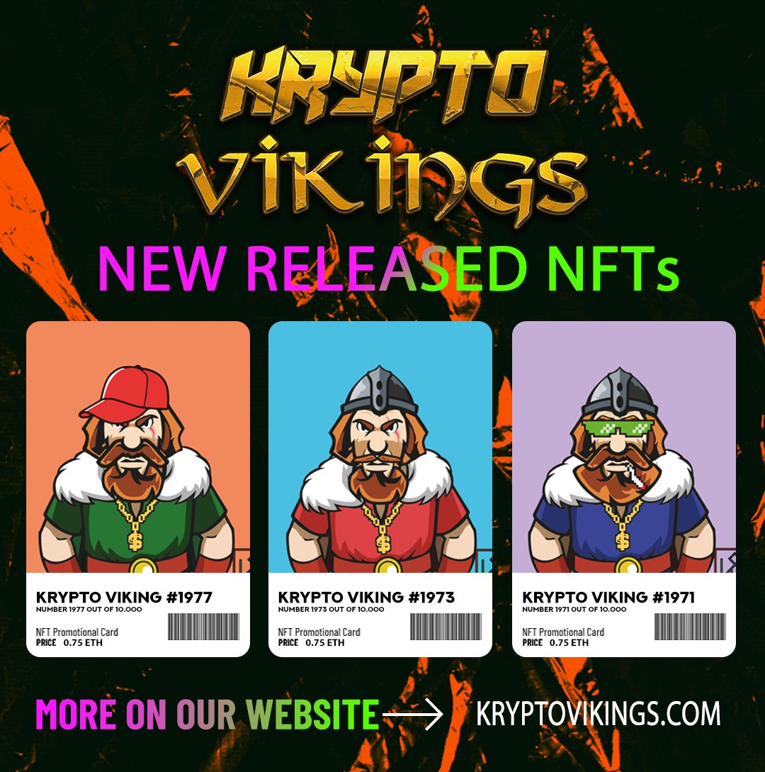 Because of inflation and all the crazy things happening in the world.
We will no longer plant one tree when a Krypto Viking has been sold....
We will be planting SEVERAL trees for every Krypto Viking sold, Together with #TEAMTREES

#nft #teamtrees #Philanthropy #nfthustle #nftart