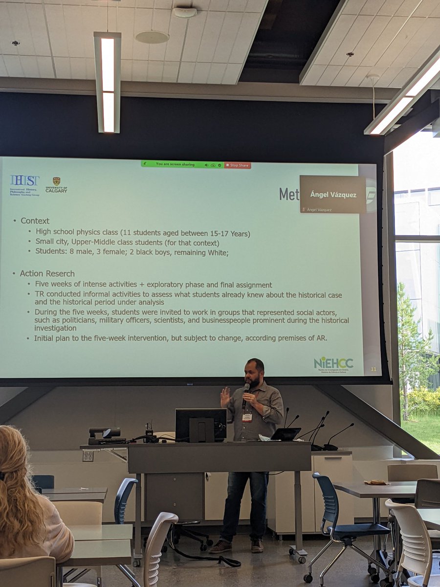 <a href="/cbmoura_/">cbmoura.bsky.social</a> starting day 3 of #IHPST2022 presenting his work on use of iconographic material from HoS with a Brazilian case and it's use in education.