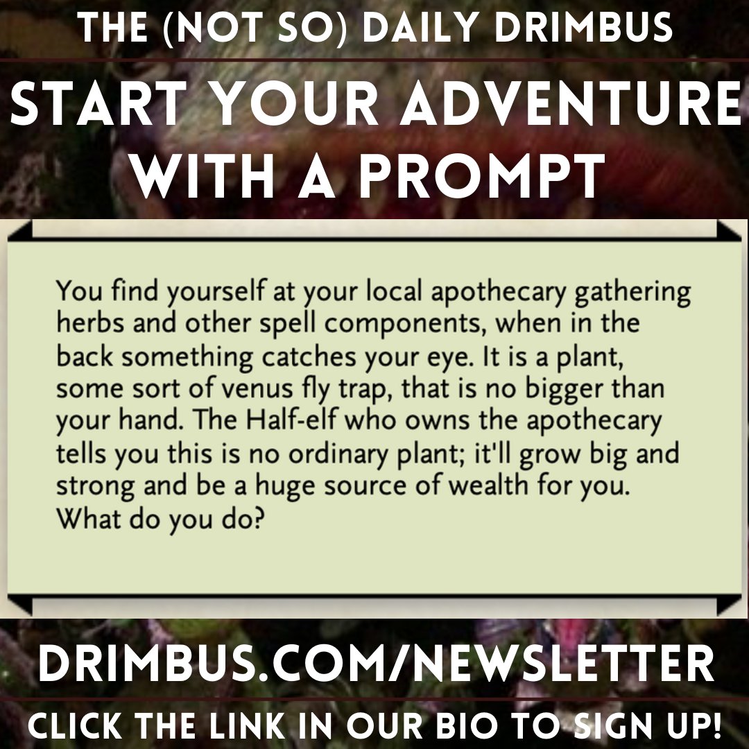 DrimbusPod's tweet photo. It's a #trap! A #venusflytrap that is😉 But also probs like a good 'ol fashioned trap so be wary traveler. Looking for #ttrpg #content? Look no further than https://t.co/MkpGVohrY4, we've got #statblocks, #adventure prompts, & more! Sign up today✨
#dnd #littleshop #theatre https://t.co/AtoqAYtf3N