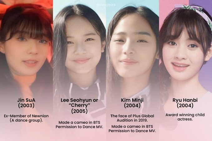 kngmnfied's tweet photo. [UNCONFIRMED] 220701 —

Rumored possible members of HYBE ADOR New Girl Group 
@alldoorsoneroom

© newjipics
p.s. names &amp; ages are based on rumors. #ADORNGGisComing #ADORNGG #ADORGirls https://t.co/tatB0HGI8h