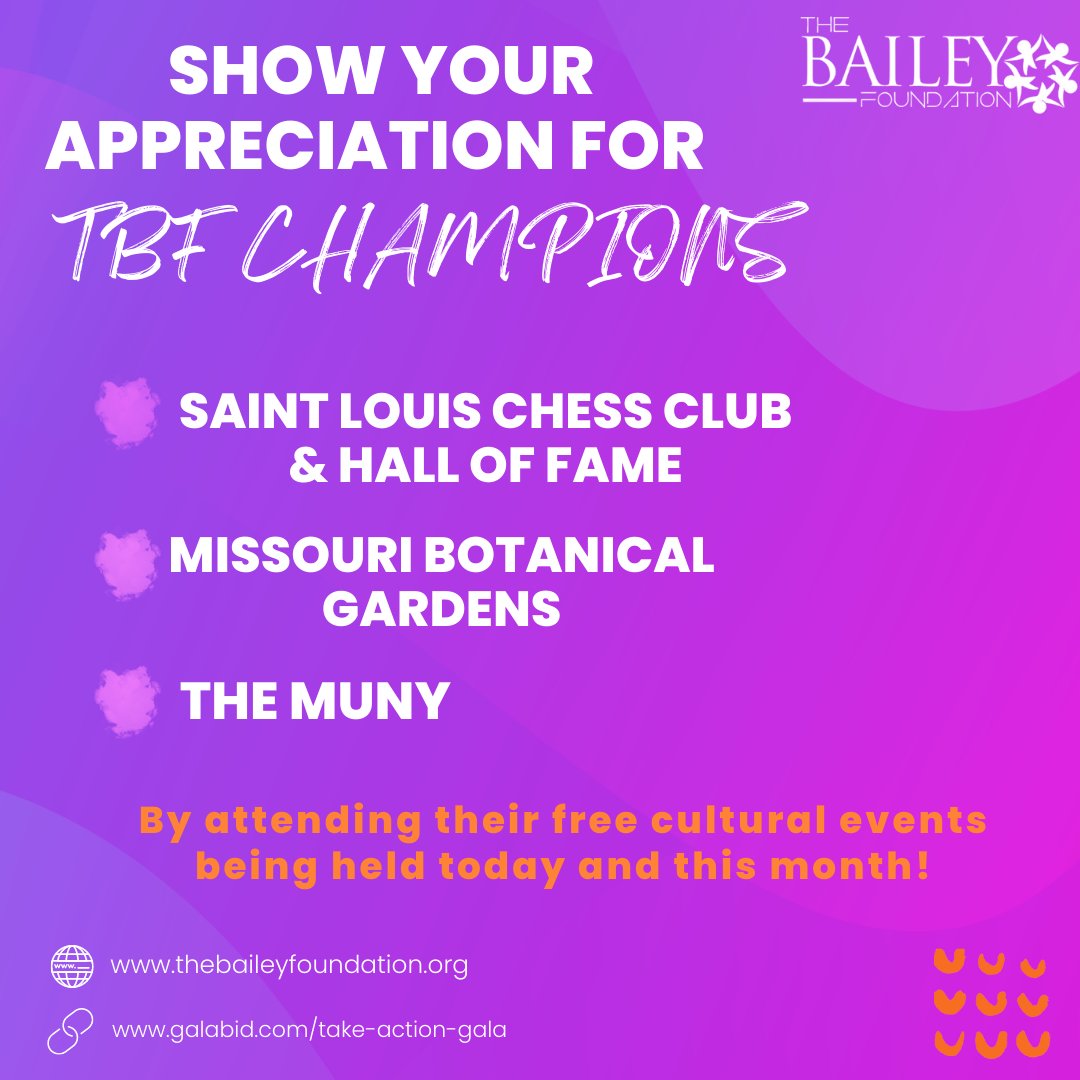 thebaileyfdn's tweet photo. Join The Bailey Foundation in taking action to build Unity in Community  in St Louis. Many of our TBF Champions are hosting free art-infused events around STL today and throughout the summer. Show your support for the groups that are working to build strength and community. https://t.co/ZP2EtfavRT