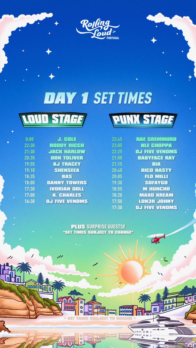 Rolling Loud on X: RL PORTUGAL 2022 SET TIMES LET'S GO!!! 🔥🔥🔥   / X