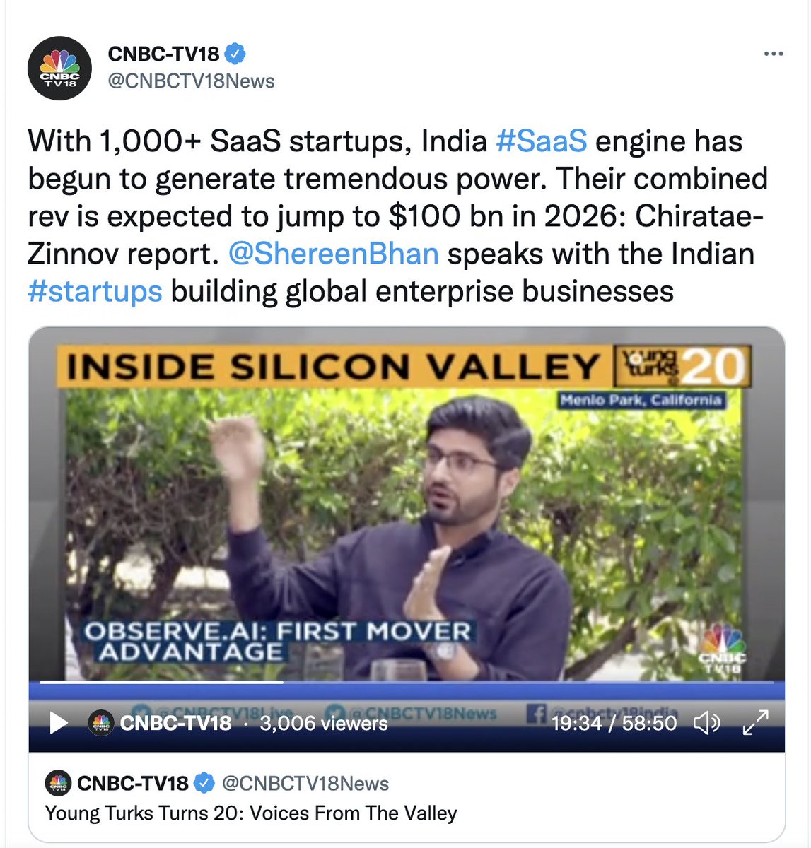 observeAI's tweet photo. CEO Swapnil Jain goes in-depth with CNBC's Shereen Bhan on startups, leadership, and what's next for https://t.co/gXGtryEdGB

See the whole interview here: https://t.co/mCr6KjKwG2 https://t.co/GwkM8mIl3S