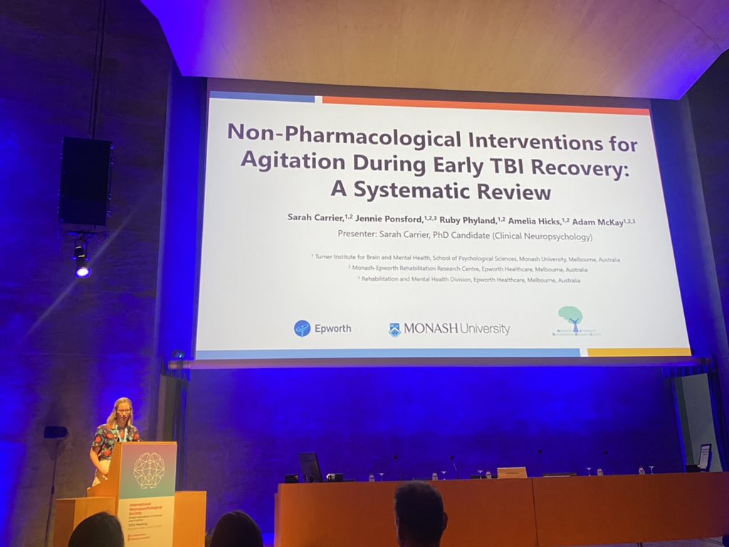 Dr Jack Nguyen (@jackvknguyen) on Twitter photo The brilliant <a href="/sar_carrier/">Sarah Carrier</a> presenting two papers from her PhD investigating agitation after TBI at #INSBarcelona2022 Non pharma interventions are preferred, however, the existing evidence is limited and more rigorous work in this area is needed <a href="/MERRC_Research/">Monash-Epworth Rehabilitation Research Centre</a> The brilliant <a href="/sar_carrier/">Sarah Carrier</a> presenting two papers from her PhD investigating agitation after TBI at #INSBarcelona2022 Non pharma interventions are preferred, however, the existing evidence is limited and more rigorous work in this area is needed <a href="/MERRC_Research/">Monash-Epworth Rehabilitation Research Centre</a>
