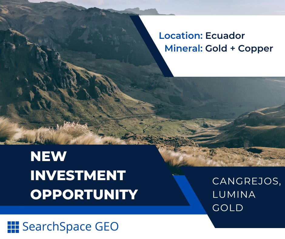 SearchSpaceAI's tweet photo. Opportunity to invest in a gold asset! The Cangrejos with @lumina_gold is currently a top 15 global gold development project and the largest primary gold deposit in Ecuador.

Don't miss out! Check out the listing today: https://t.co/bIQ72eA30F

#SearchSpace #GoldMining #Mining https://t.co/NtWX0YFTLR