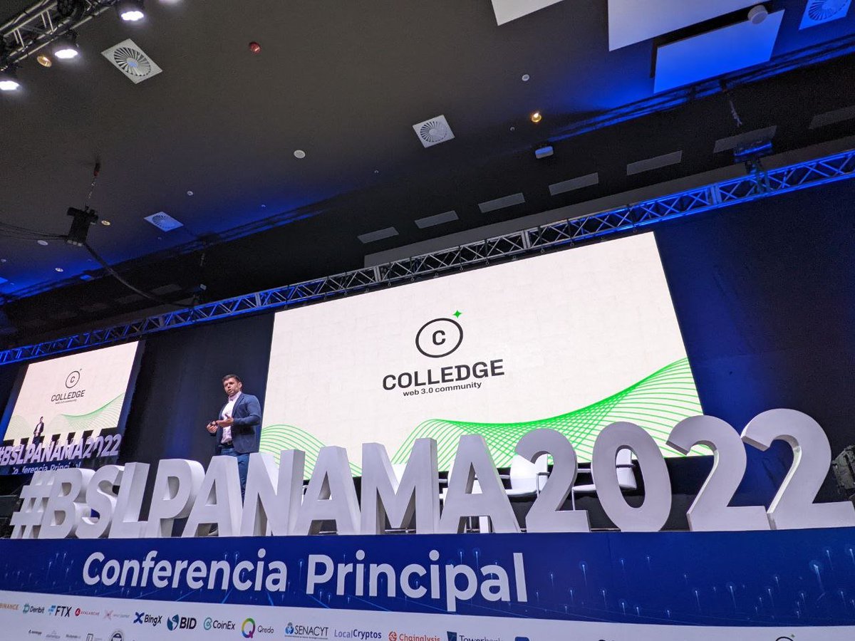 BlockSummitLA's tweet photo. @cristpereirag Aprovechando su ponencia, @cristpereirag anuncia la transformación de @BlockAcademyCL en #Colledge, que se basará en la WEB3 para crear una comunidad de entusiastas de la tecnología que puedan formarse y compartir lo aprendido.
Se lanzará en Agosto de 2022.
#BSLPANAMA2022 https://t.co/o0zSCkBdUa