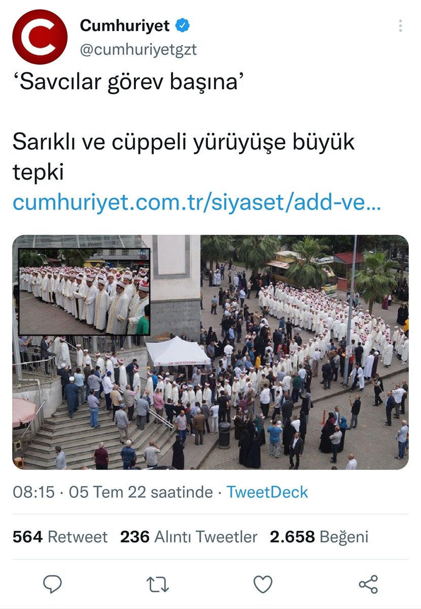 Türkiye'nin dörtbir yanında sapkın ve sapık zihniyetin yürüyüşlerine ses çıkarmayan Cumhuriyet Gazetesi ve zihniyetleri Kuran-ı Kerim'in muhafızları olan hafızlarımızın icazet töreni için savcıları göreve davet ediyor Cumhuriyet savcıları buna'hoşt'demeli.Savcılar lütfen göreve