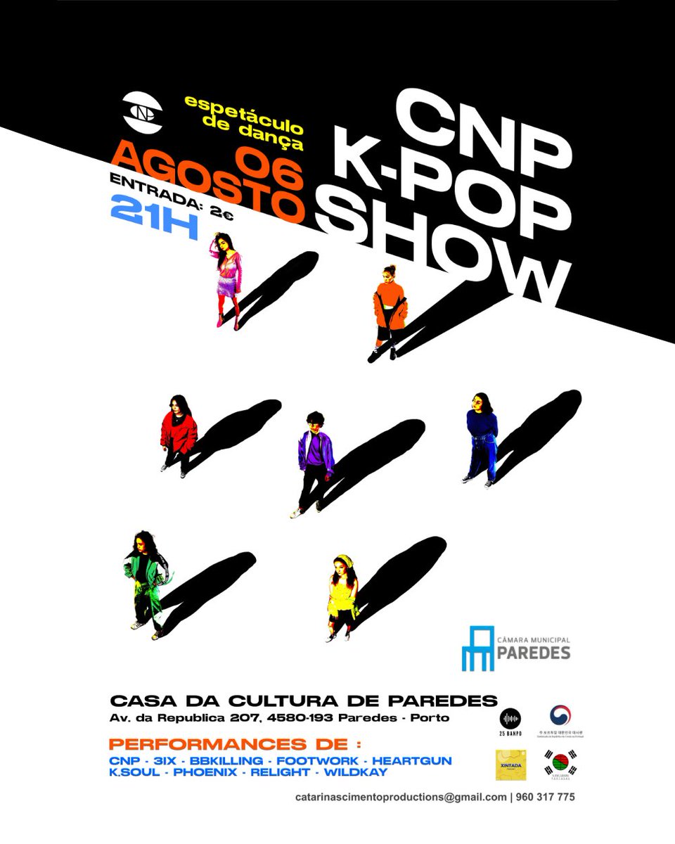 Os CNProductions anunciam o CNP K-POP SHOW

🗓:6 de Agosto de 2022
⏱:21H
🏤:Casa da Cultura de Paredes (Av. da República 207, 4580-193 Paredes)
🎟:forms.gle/GSbqpbskg4JPwi…

Com o apoio de:
<a href="/25Banpo/">25 BANPO 📌</a>•<a href="/kpopcoversPT/">KCP - X HIATUS !</a>•<a href="/xintada/">Xintada Podcast</a>•Embaixada da Coreia

#CNP #CNPRODUCTIONS #CNPKPOPSHOW