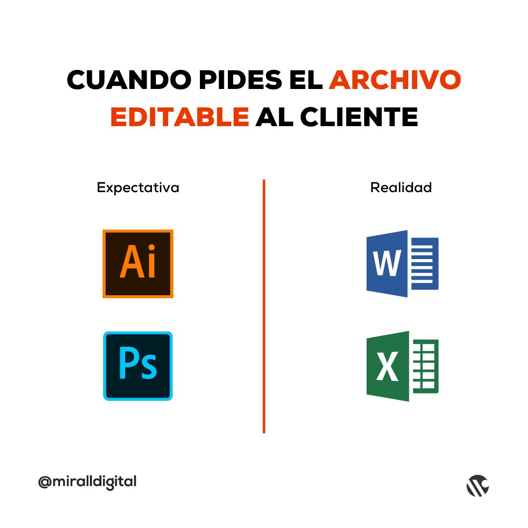 MirallDigital's tweet photo. Retuit si te ha pasado! 😭

¿Te han enviado algún otro formato que te haya dejado sin palabras 🥴? Déjanoslo en comentarios!

#contenidocreativo #diseñografico #graphicdesigner #diseñograficobarcelona #expectativarealidad #archivoeditable #adobeillustrator #adobephotoshop https://t.co/CajXS3O1ZR