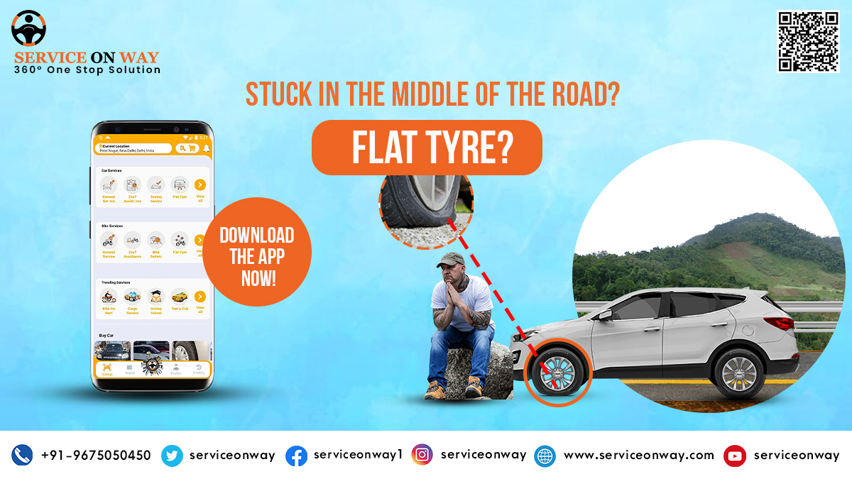 serviceonway's tweet photo. Do not panic if your car gets flat tyre, quick roadside assistance service (RSA) is now a call away!

 @serviceonway is available anytime in Delhi &amp; Uttarakhand; India.

Call +91-9675050450
Download App https://t.co/FY0qSHMlH9
Visit Website https://t.co/bunas59o7b

#serviceonway https://t.co/ht3DfdHNhY