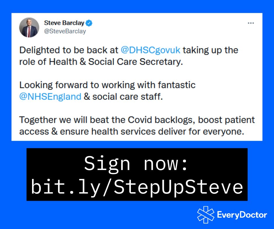 EveryDoctorUK's tweet photo. Let’s make sure Steve Barclay puts these words into action. Add your name to #StepUpSteve now 👇 
https://t.co/o2U6oqglZD https://t.co/ijCtd6DFi1