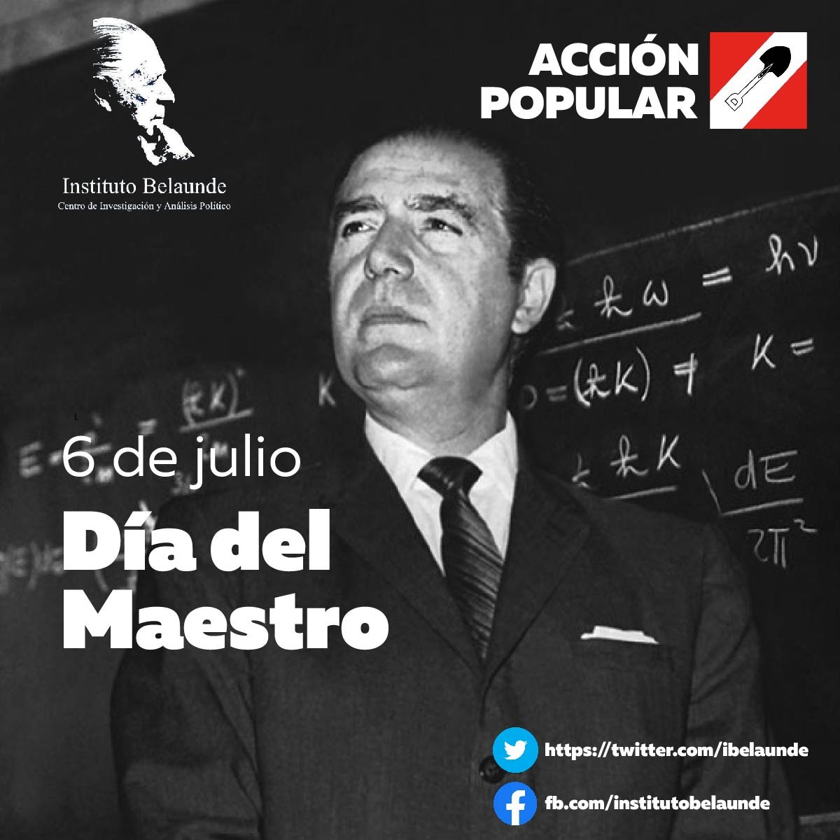 "El magisterio es una de las piedras angulares en que reposa todo intento de transformación y desarrollo económico" Fernando Belaunde Terry #DiaDelMaestro