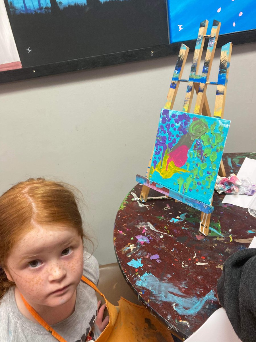 ArtistJessi's tweet image. K-2nd Art Camp:
The kids worked on a painting inspired by Up.  They also had some fun painting a Mickey Mouse head cut out. #ALSummerArtCamp