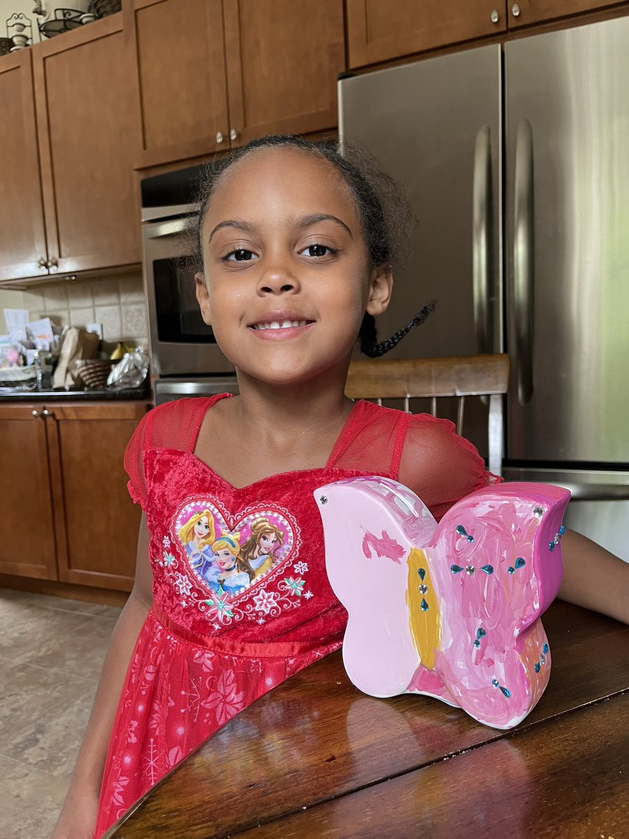 Arts &amp; Crafts day. Thanks Hammer &amp; Stain.  Aubree loved painting her butterfly.  #hammerandstain #haddontwp