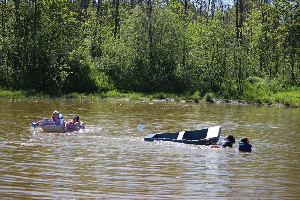 BluewaterDSB's tweet photo. Mr. Koeslag's Grade 8 students at Holland-Chatsworth Central School made a splash during their recent cardboard boat war at Camp Celtic! What a fantastic experiential learning opportunity in the skilled trades! View our article/photos: https://t.co/oVMKuii8q5 https://t.co/gQYbeyLUEE