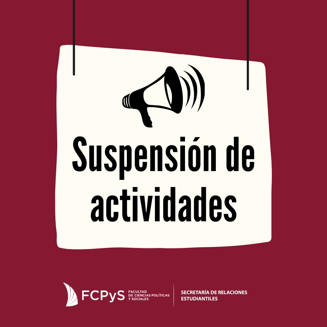 SREstudiantiles's tweet photo. 📢 La @FcpysUNCuyo informa que este miércoles 6 de julio se suspenden todas las actividades académicas y administrativas a partir de las 14h debido al viento zonda. Las mesas de #ExamenFCPyS previstas para hoy serán reprogramadas y nuevamente comunicadas. https://t.co/XaXdOEnszm
