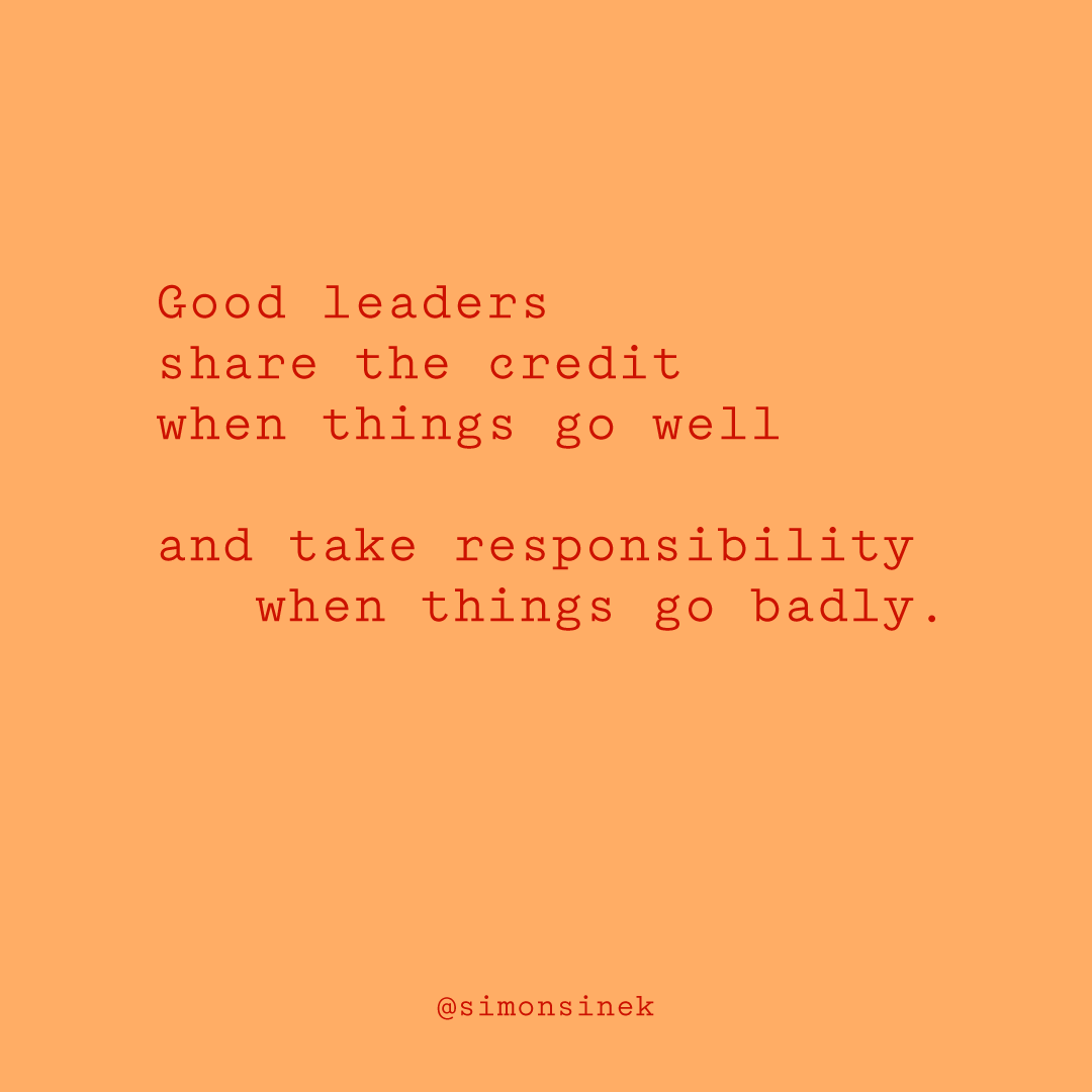 SpeakerWorld's tweet photo. #NotesToInspire by the unshakable optimist @simonsinek: "Good leaders share the credit when things go well and take responsibility when things go badly." https://t.co/EjZDAKywFn