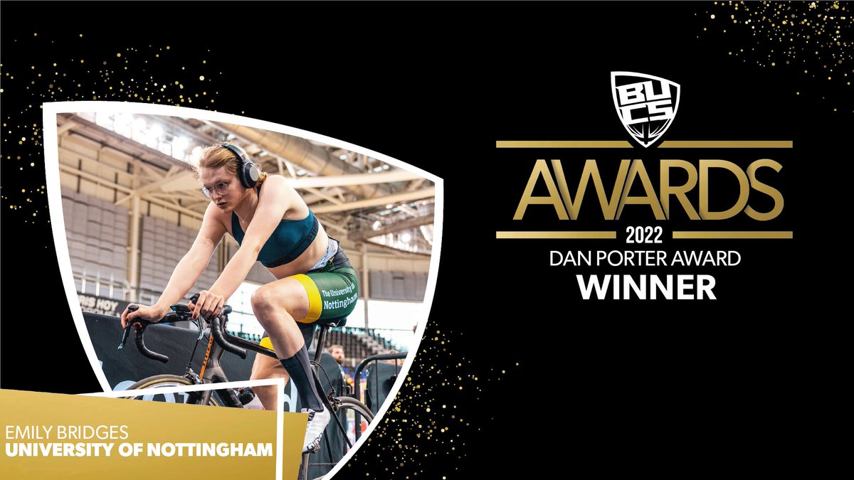 Our eighth award of the evening is the Dan Porter Award, recognising a student who has overcome adversity 💙

This year's winner is <a href="/UoNSCC/">UoN Cycling Club</a> star Emily Bridges who continues to fight for trans inclusion so she can compete in the sport she loves.

#BUCSAwards