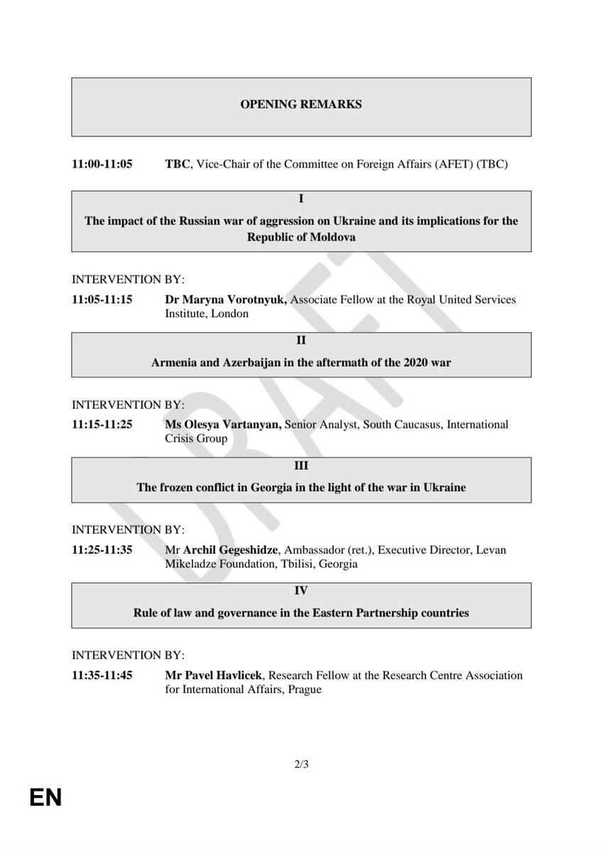 VaqifS's tweet photo. This is why I love European Parliament. Look at the attached program of EP event on Eastern Partnership countries: the report on Ukraine is presented by a Ukrainian speaker, on Georgia - by a Georgian, on Azerbaijan - by an Armenian. Classical European Parliament in action! https://t.co/ivwMWXbjTl