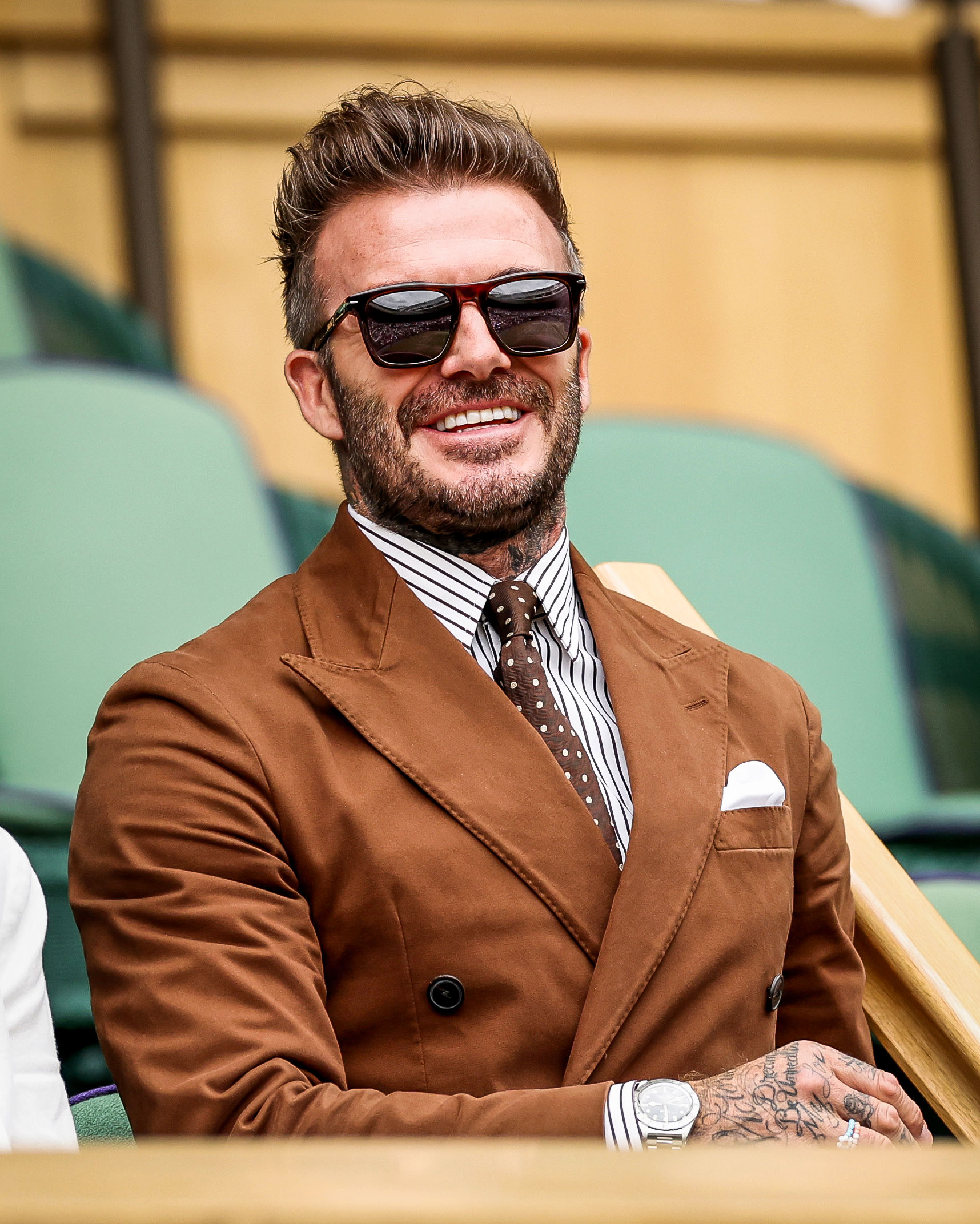 B/R Football on X: David Beckham taking in the Wimbledon action