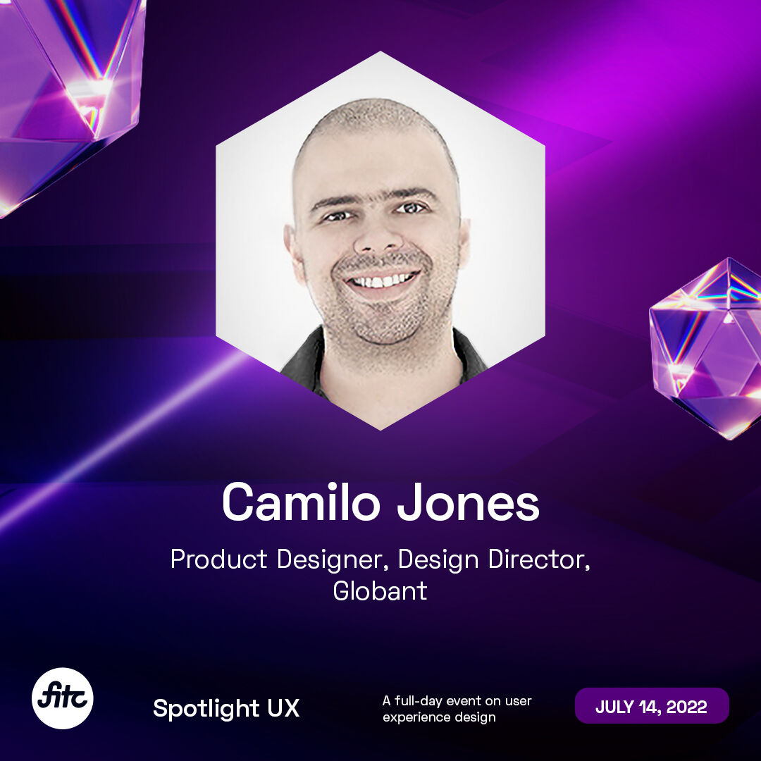 Joining the virtual stage at #SpotlightUX next Thursday July 14 is <a href="/camilojones/">Camilo Jones</a>, Design Studio Director at <a href="/Globant/">Globant</a> &amp; a certified <a href="/AdobeXD/">Adobe XD</a> instructor. Use code "twitter22" at checkout for a sweet discount if you haven't got your tix yet! Register now: fitc.ca/spotlightux22