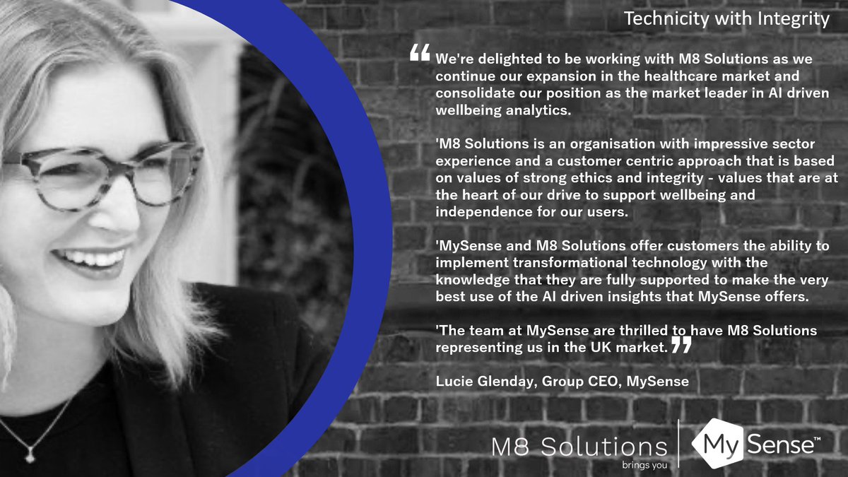 m8_solutions's tweet photo. Have you seen what Lucie Glenday, Group CEO of @MySense_ai,
said about M8 Solutions?
'M8 Solutions is an organisation with impressive sector experience and a customer centric approach that is based on values of strong ethics.'
#M8Solutions #MySense #DigitalTransformation #AI https://t.co/87MKhmuiwe