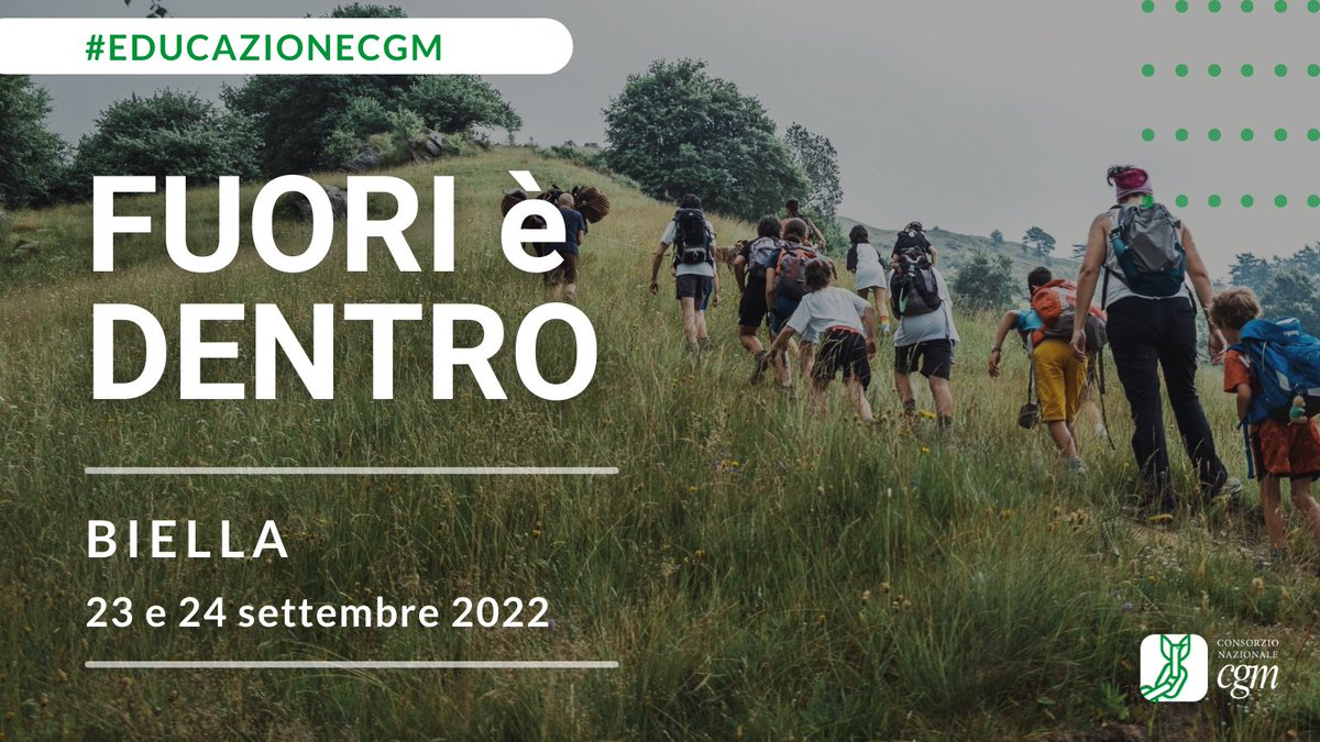 #savethedate 

Appuntamento a #Biella il 23-24 settembre con #FUORIèDENTRO: il workshop dedicato all’#outdooreducation e rivolto a educatori, coordinatori, responsabili dei servizi educativi e a tutti coloro che desiderano approfondire questo approccio educativo. 
#educazionecgm