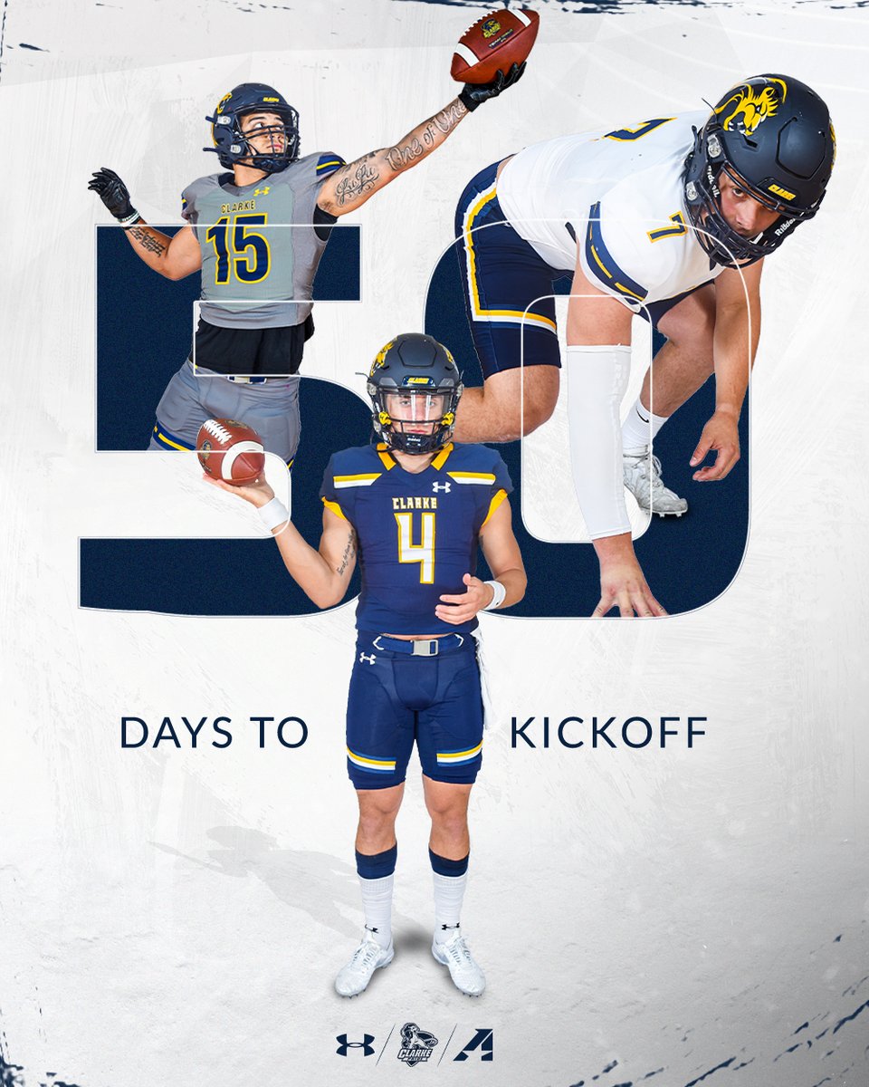 ClarkePrideFB's tweet photo. 5⃣0⃣ days and counting. 🏈🦁

#CUFB // #ClarkePride https://t.co/pQzRMRBuAW
