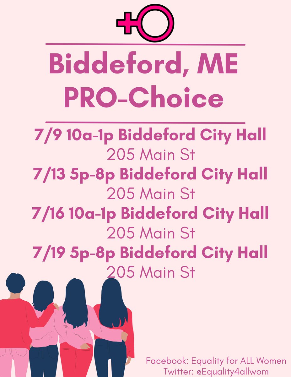 Equality4allwom's tweet photo. Upcoming protests in Biddeford, ME !! 

#prochoice #mybodymychoice #maine https://t.co/2En237GvQv