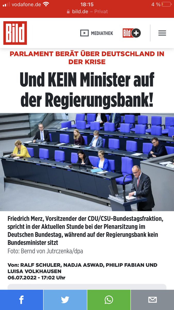 Bundestag berät über Deutschland in der Krise. Und weder Kanzler Scholz noch ein einziger Minister auf der Regierungsbank. Was sagt ihr dazu?