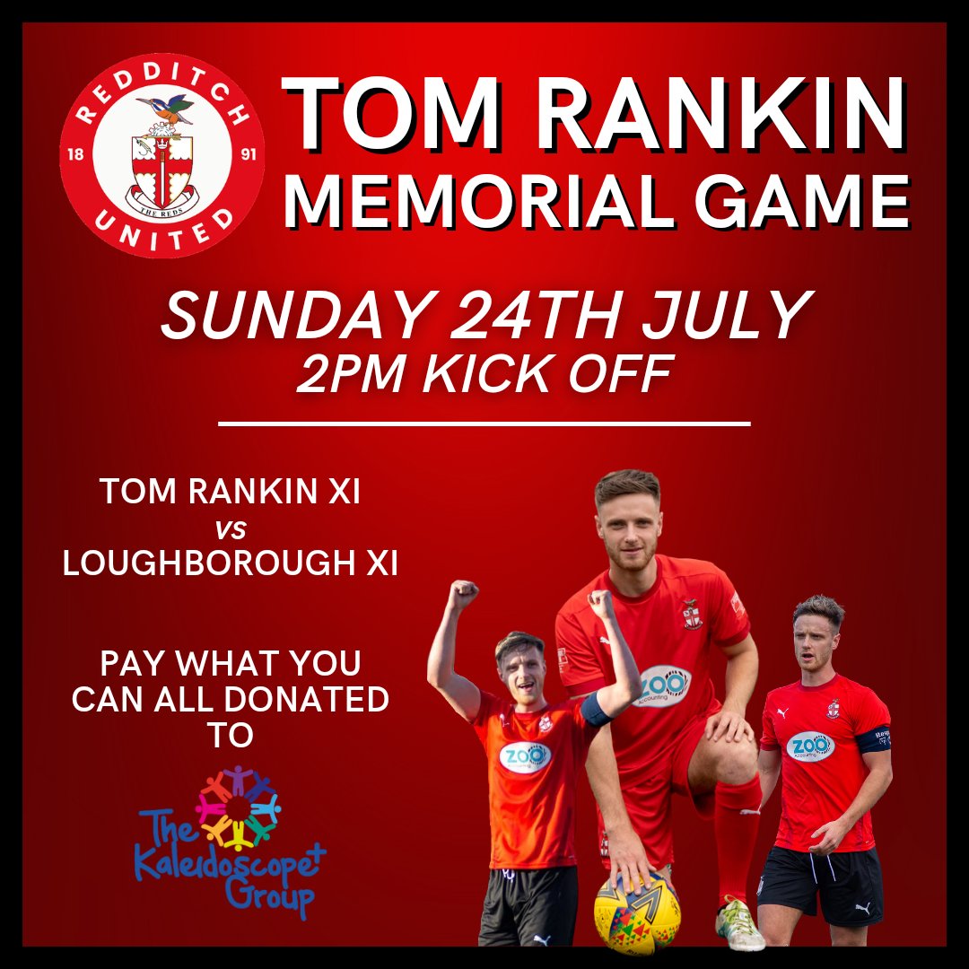 Tom Rankin Memorial Game On Sunday 24th July, we will host a memorial game in honour of Tom. A 'Tom Rankin XI' consisting of his former teammates will face a Loughborough XI, his former university. The game will be pay what you can, with all proceeds going to @Kaleidoscope_PG