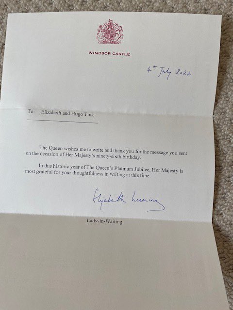 CedarwoodP's tweet photo. Congratulations to Hugo for receiving a thank you from the palace for sending Queen Elizabeth II a letter to mark her platinum jubilee. What a wonderful keepsake! I’m sure the queen loved Hugo’s acrostic poem! https://t.co/huBwnsUdYx