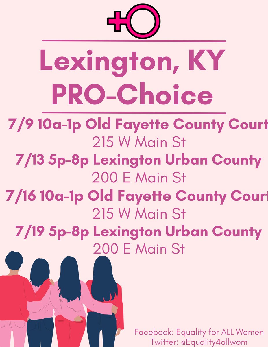 Equality4allwom's tweet photo. Upcoming protests in Lexington, KY !!! 

#prochoice #mybodymychoice #Kentucky https://t.co/T7VEKPeqev