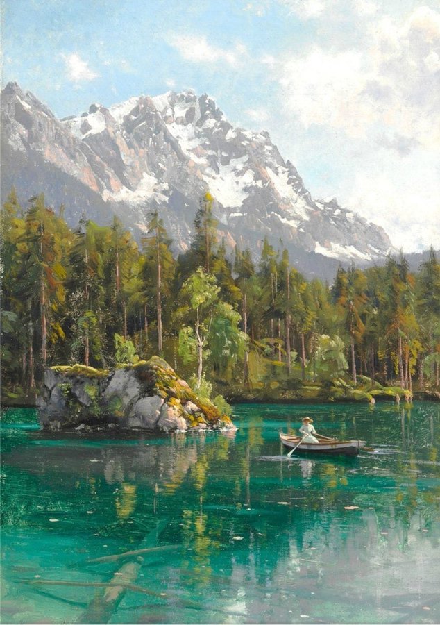 Dominiquepucini's tweet image. Peder Mork #Monsted (1859-1941) Paysage avec des pics et un lac de montagne
#peinture