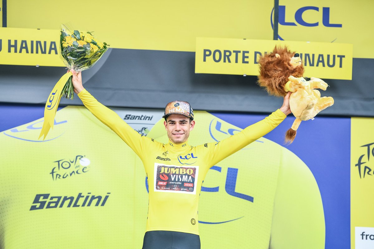 LeTour's tweet photo. 💛RT &amp; follow for the chance to win an @WoutvanAert Yellow Jersey with @SANTINI_SMS  

💛RT &amp; follow pour tenter de gagner un Maillot Jaune dédicacé par @WoutvanAert avec @SANTINI_SMS  

#TDF2022 https://t.co/OUzAzHVQ9r