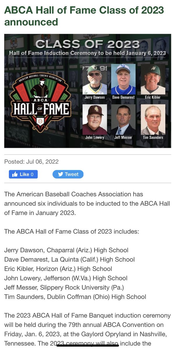 🚨 BREAKING NEWS 🚨
<a href="/JHSCougarBase/">Jefferson High School Cougars Baseball</a> very own coach John Lowery has been inducted into the ABCA Hall of Fame! Congratulations Coach Lowery!
Full press release down below!
#wvprepbase 

abcahof.prestosports.com/news/2022/hof_…