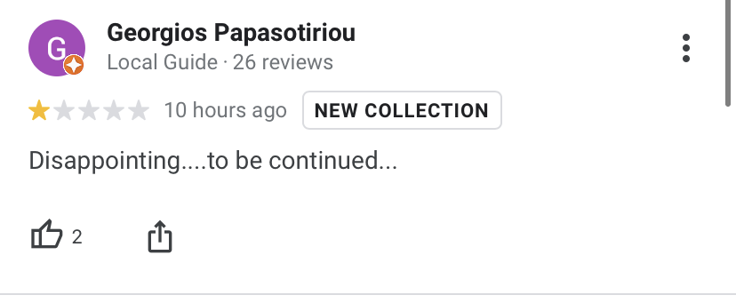 Georgios “Disappointing….to be continued”

YPP Lettings YPP_Lettings not affiliated with or connected to any similarly-named individuals or brands