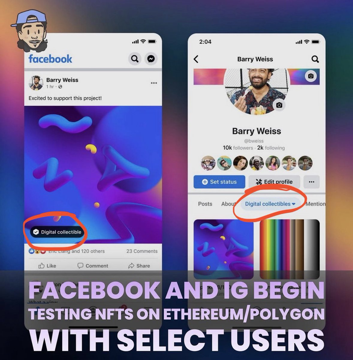 ComicsandCrypto's tweet image. The option to show off your NFTs is coming to Facebook and Instagram. Interesting they have chosen “Digital Collectibles.” People have criticized @veve_official for using this description, but it turns out they are (and continue to be) way ahead of their time! ⭕️🔥 @ecomi_