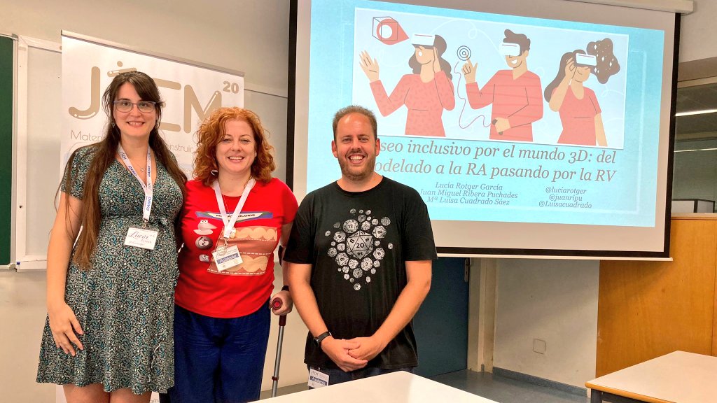 juanripu's tweet photo. Esta tarde he disfrutado en tres dimensiones impartiendo un taller junto a @luciarotger (@unirioja ) y @Luisacuadrado en el que hemos realizado "Un paseo inclusivo por el mundo 3D: del modelado a la RA pasando por la RV" en las @20jaem #20JAEM 
¡Gracias por vuestra participación! https://t.co/stQkArNURs