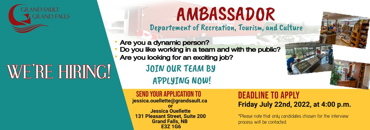 GrandSaultFalls's tweet photo. ‼️ NOUS EMBAUCHONS! 🤩
Pour plus d'information au sujet du poste en question, visitez le lien ci-bas.
https://t.co/tuCAGCcT98

‼️ WE ARE HIRING! 🤩
For more information regarding this position, follow the link below.
https://t.co/Q3kTjchnxn https://t.co/1e3c4QHEMN