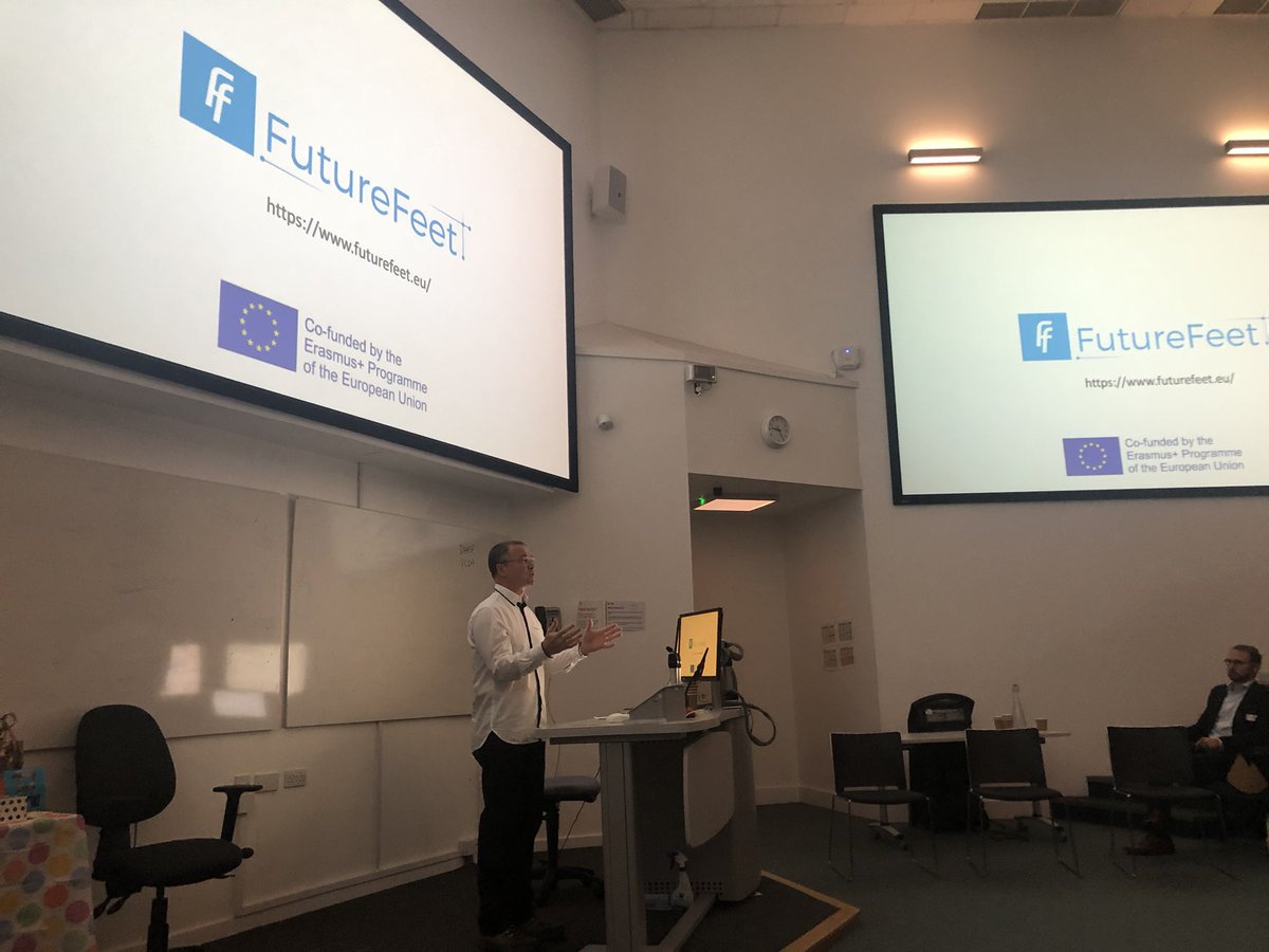 veronicaann20's tweet photo. There was an inspiring line up of speakers and panel members at #futurefeet multiplier event for @Erasmus_Project πͺπΈ π§πͺ πΉπ· π¬π§ @SalfordUni @UoS_HealthSoc thanks to @ChrisNester10 @EmmaCowleyPhD @Sports_Pod for setting the scene #Biopsychosocial #AHPs #professional #practice https://t.co/fzkaKrSMh4