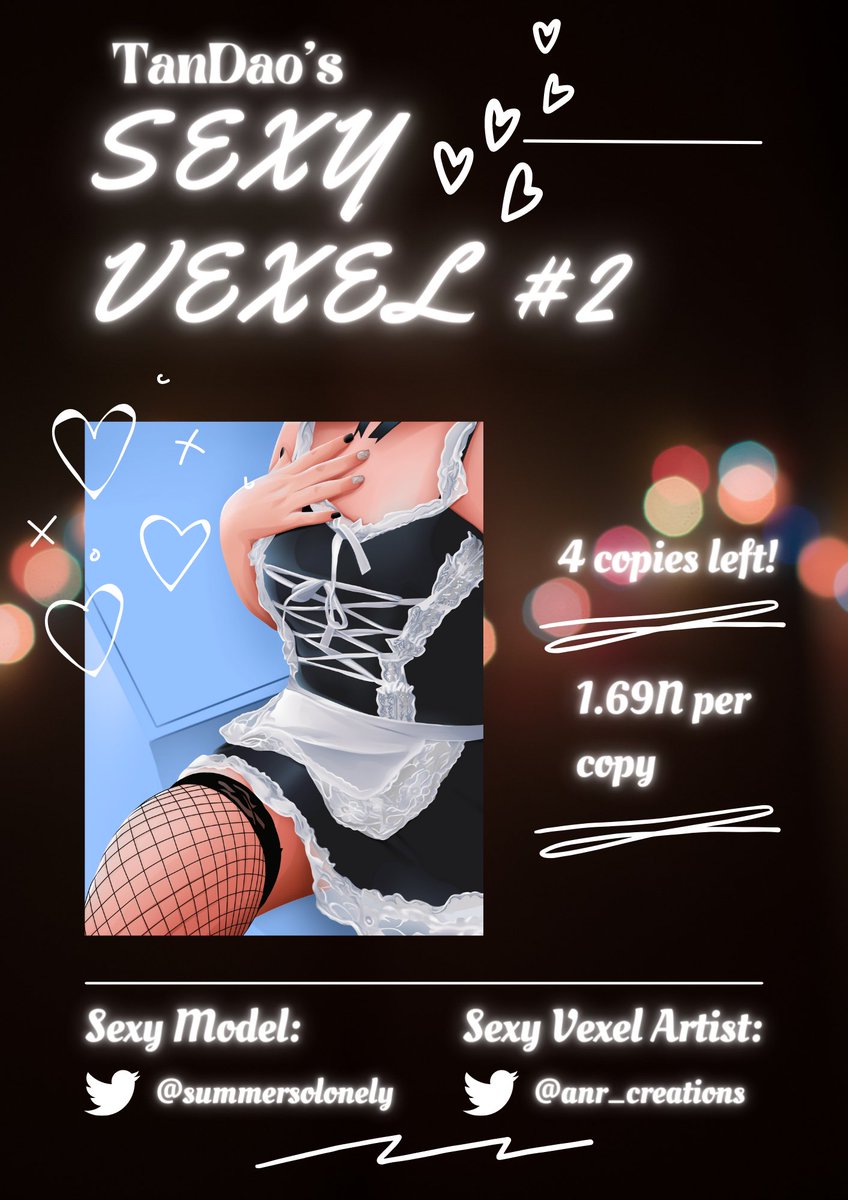 tan69dao's tweet photo. Our Sexy Vexel #2 is almost sold out! There are only 4 copies left so go grab yourselves a sexy copy while it's still available!

@mintbase Link
🔗: https://t.co/hQwOcnwcOP

#NFTs #NFTCommunity #nearnft #nftcollectors  #NFTcollectibles #SexyNFTs #NSFWNFTs #AdultNFTs https://t.co/YNv6QAkkaC