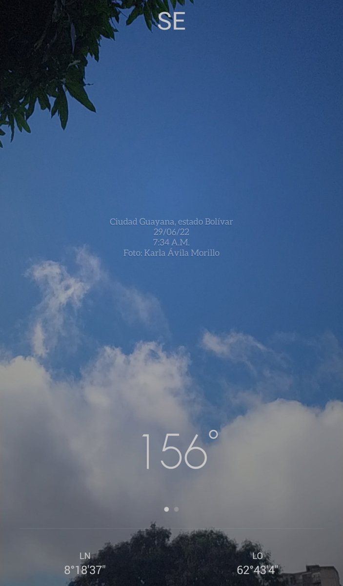 LaTuristaKAM's tweet photo. 7:43 A.M. #Venezuela 🇻🇪

Estado del tiempo: #CiudadGuayana, #Bolívar, en imágenes.

Así amanece en #PuertoOrdaz 😀🌤️

Parcialmente nublado, tomas hechas cerca de la torre Loreto. 

Fotos: Karla Ávila Morillo

#EstadoDelTiempo #Cielo #CiclonDos #Ciclon #Bonnie #TodoBien https://t.co/XErdsPRXg5