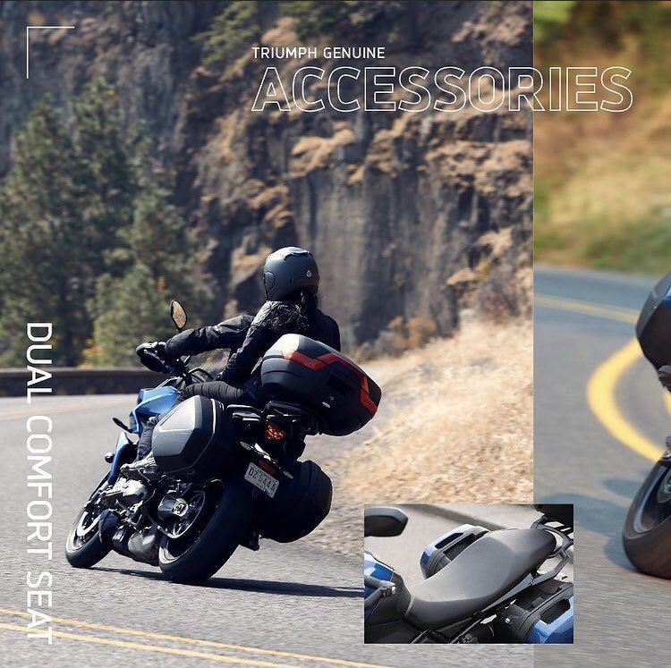 TriumphBMC's tweet photo. Conduce más lejos, durante más tiempo, de forma más segura y con total comodidad con nuestra gama de accesorios originales Triumph. Ya sea que estes buscando protección resistente, equipaje resistente o seguridad https://t.co/E71EuldbPW
