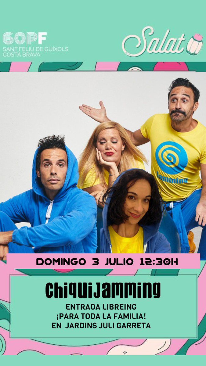 Al Festival <a href="/PortaFerrada/">Porta Ferrada</a> vamos con ChiquiJamming ¡para jugar con nuestro público más exigenting!

Nos veming este DOMINGO en <a href="/Guixols/">Ajuntament SFG</a>.

📣 Entrada libreing para toda la familia.