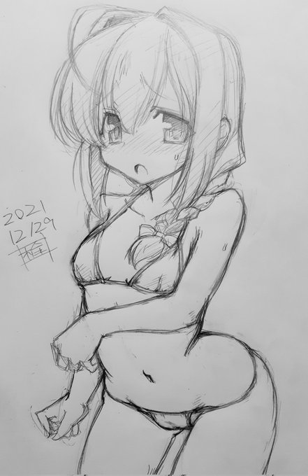 #梅雨明けなので水着絵を張る
時雨さん。そういや最近描けていないなあ 