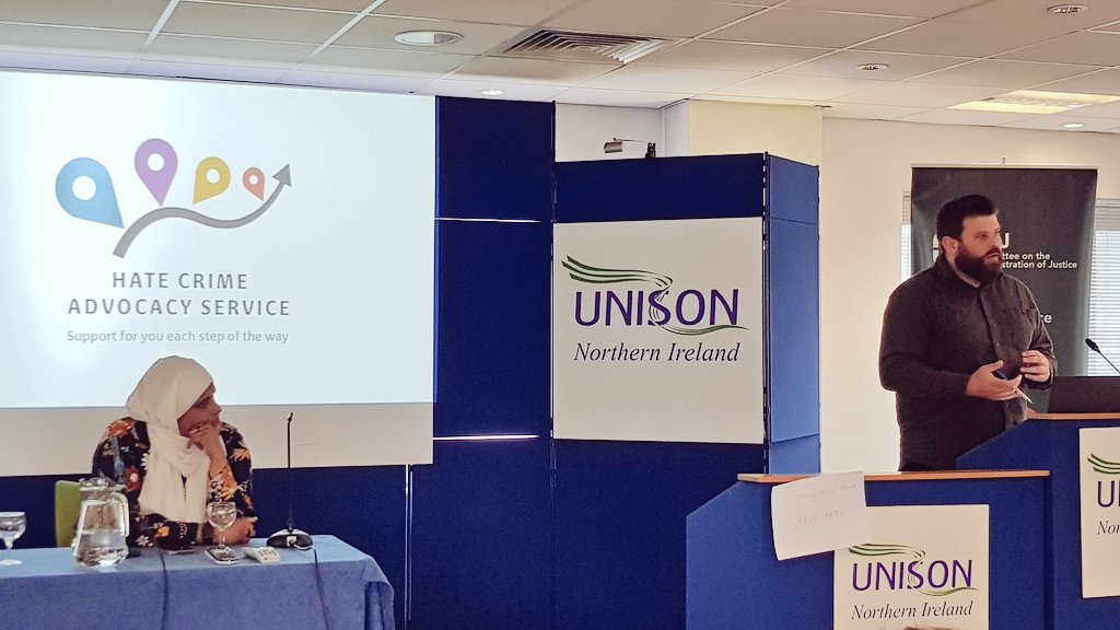 PILSni's tweet photo. After a quick lunch break, #FrontlineLessons is back with Michael Avila @VictimSupportNI and @Coumilah01 of #BelfastMultiCulturalAssociation.

Intersectionality cannot be overlooked when it comes to #HateCrime. This is why a partnership model is crucial @TRPNI @MigrantCentreNI. https://t.co/IH0KDdZHM5