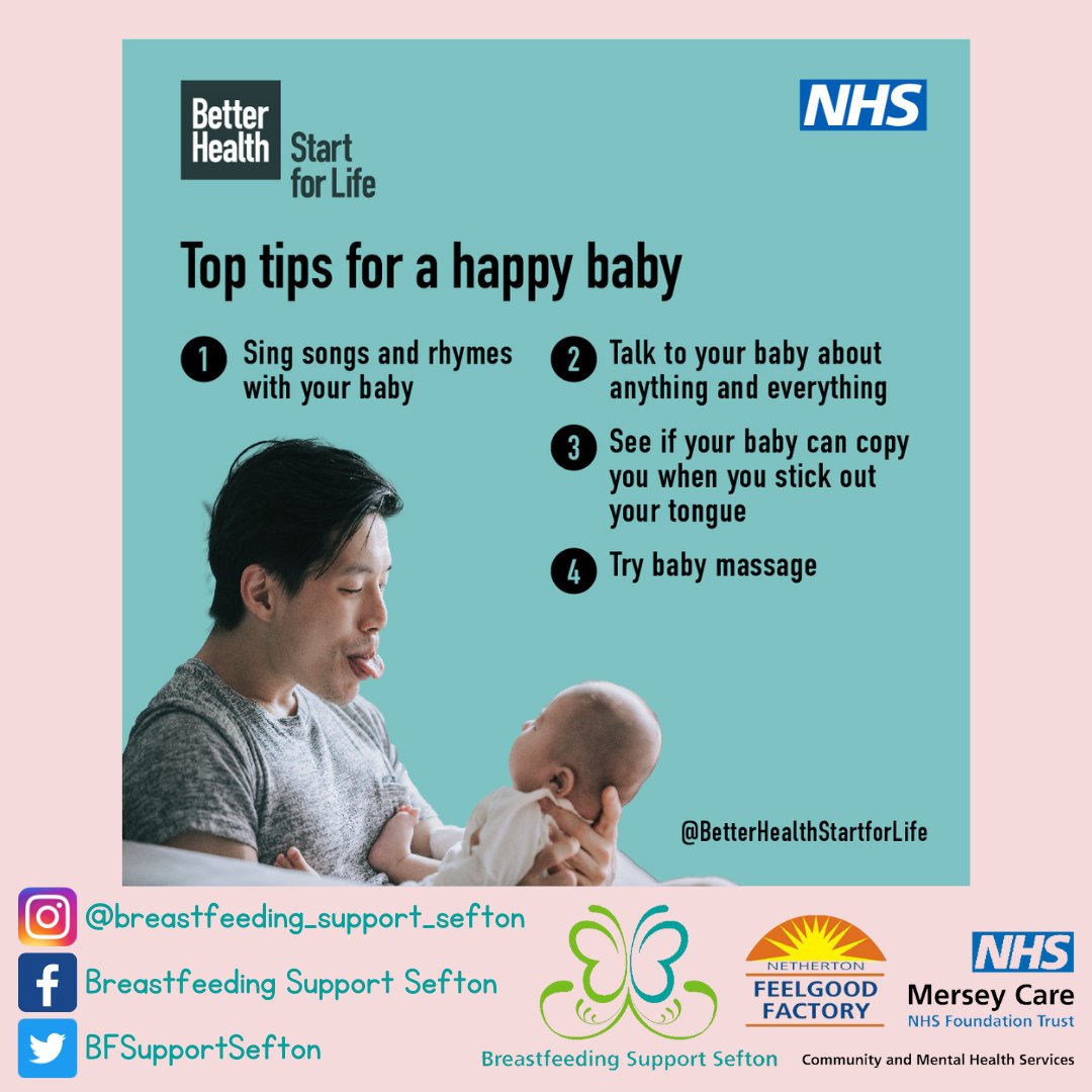 A happy baby isn't just a fed baby. Every cuddle, smile and interaction counts, for you and your baby. 

Here are some top tips for keeping your little one happy.
nhs.uk/start4life/bab…

#NationalBreastfeedingWeek