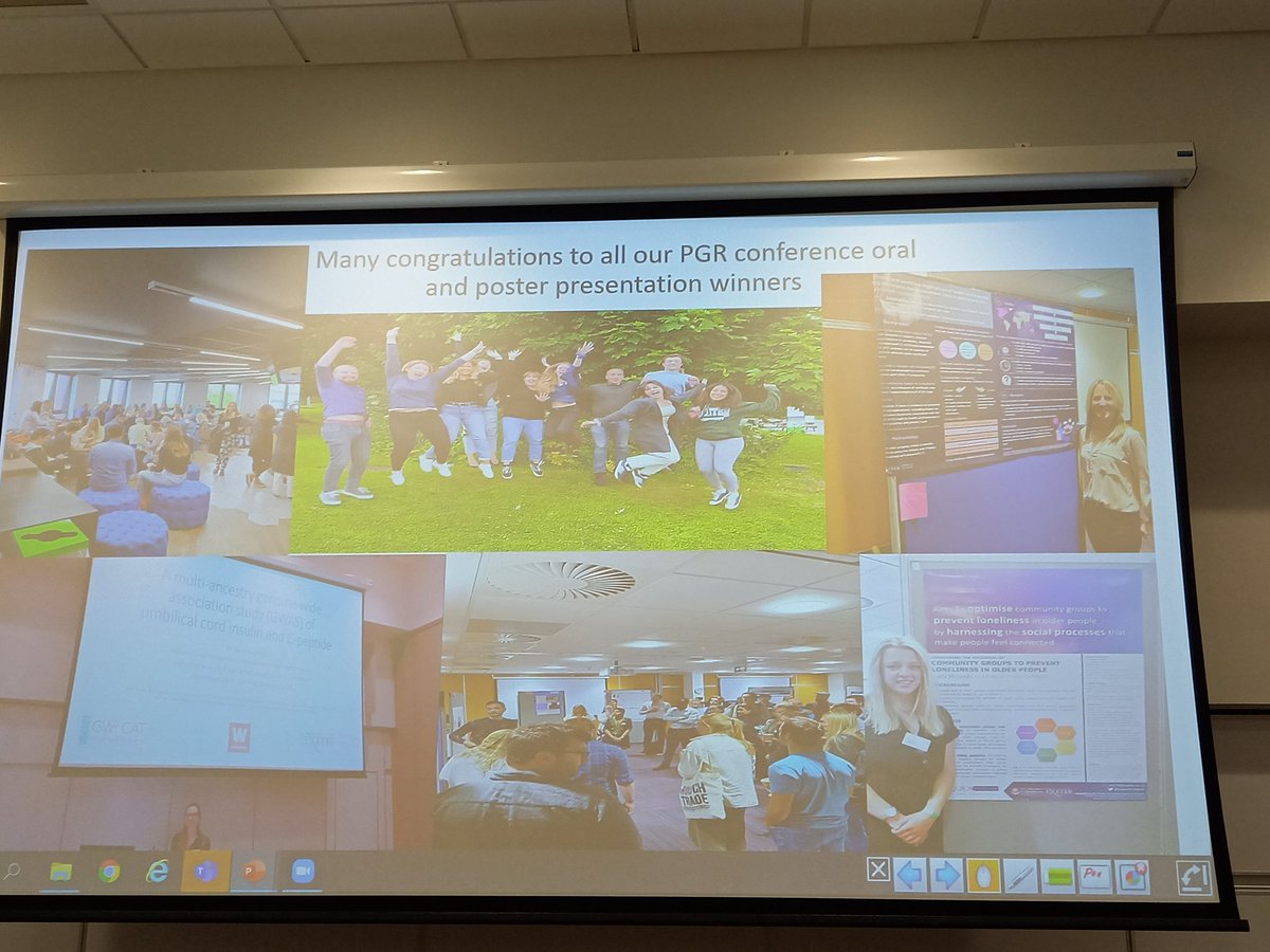 DrJaneRSmith's tweet photo. Congrats to all the prizewinners at @ExeterMed #ExeterARE and all students who presented, fantastic talks and posters by everyone. Great to see @LauraSHollands win prize for best oral presentation and feature with one of our @UoEAPEx poster girls @EmilyFletcher1 on final slide! https://t.co/7kdT7DHY0f